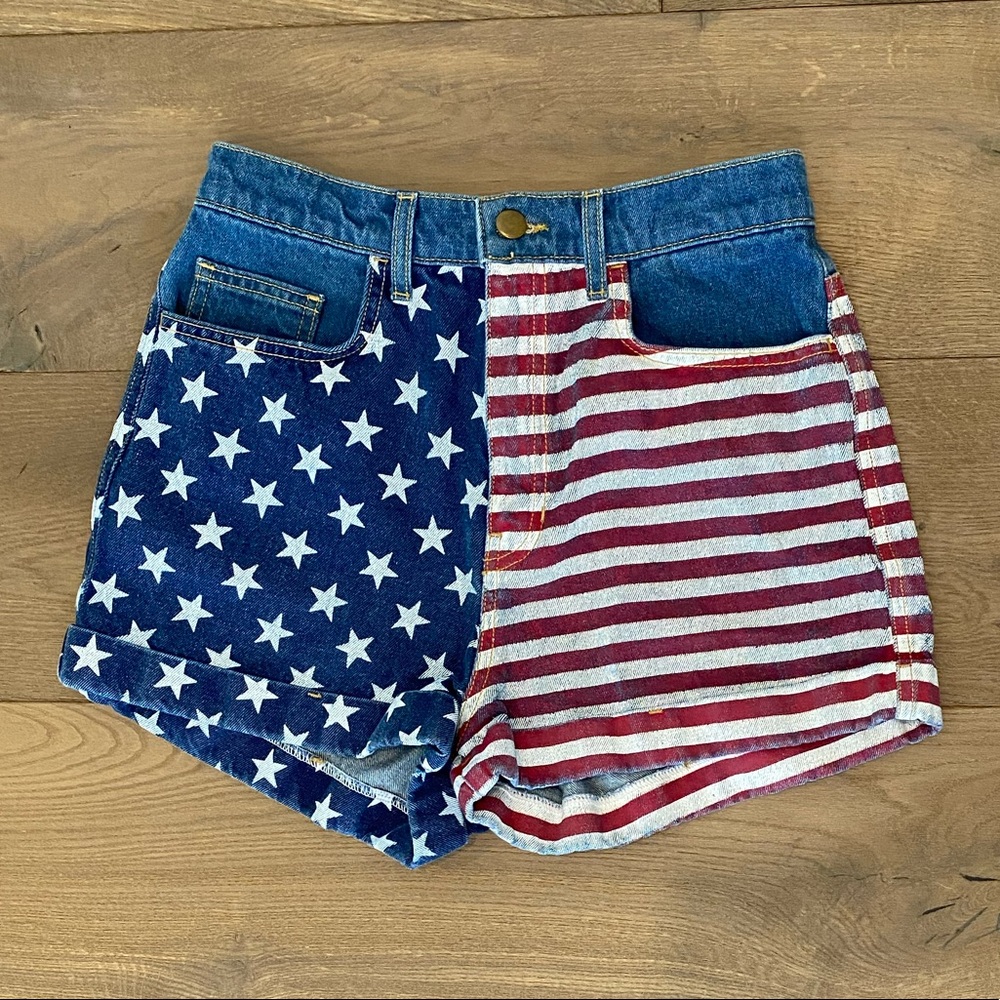 American Apparel Flag Jean Shorts